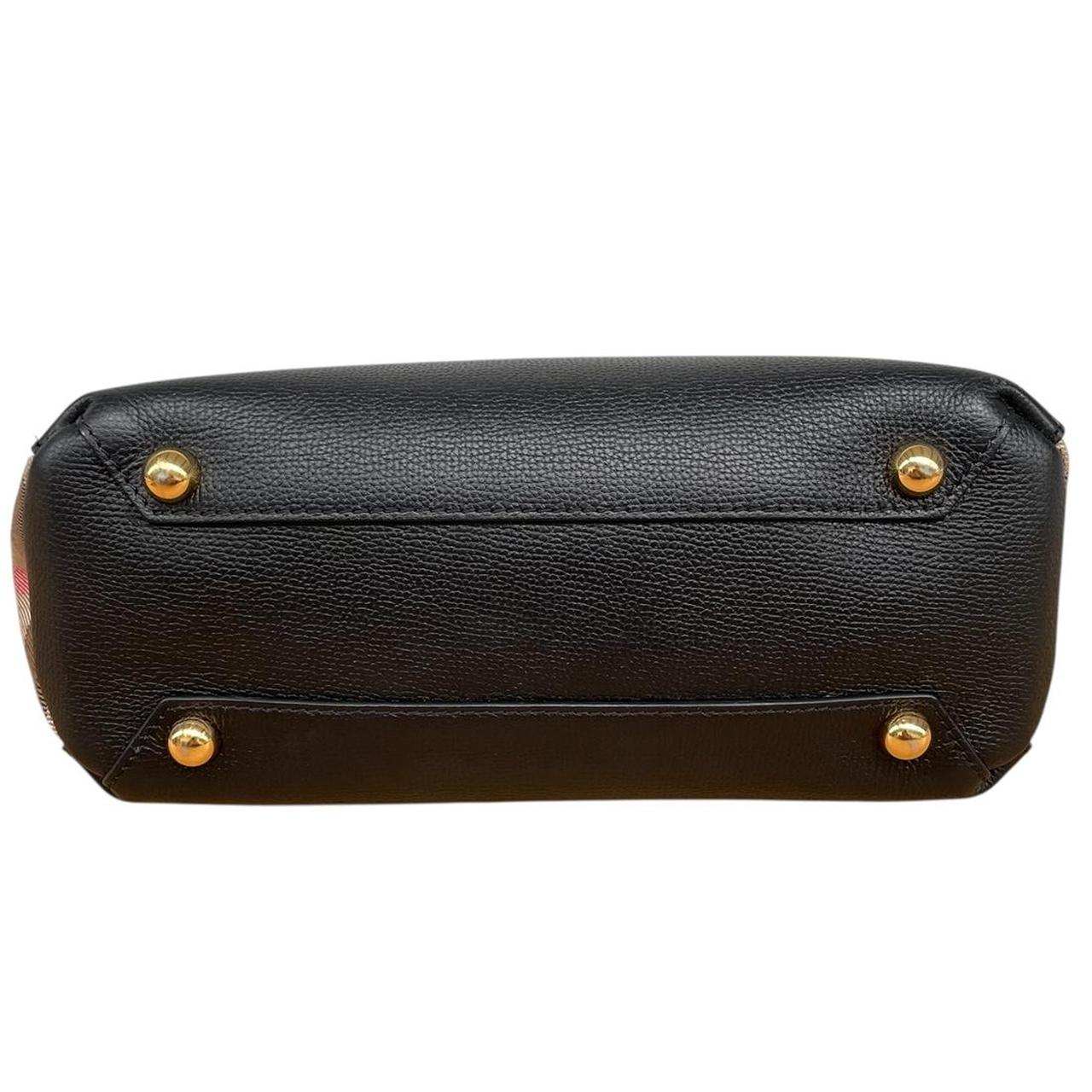 Burberry Black and Tan Nova Check Leather Banner Tote Bag