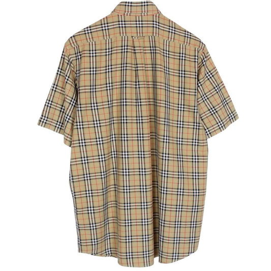 Vintage Burberry London Tan Brown Nova Check Short Sleeve Cotton Shirt