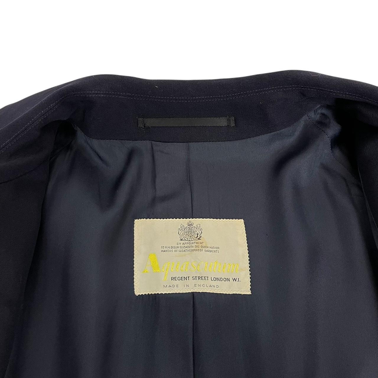 Vintage 90s Aquascutum Navy Blue Virgin Wool Overcoat