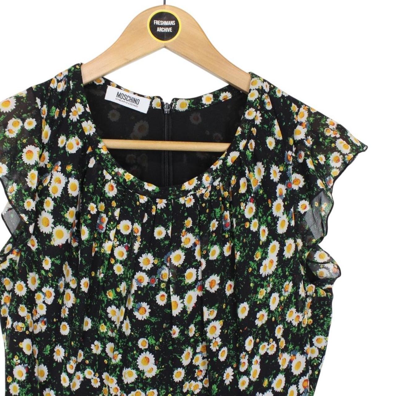Moschino Cheap and Chic Black and Multicoloured Floral Silk Dress