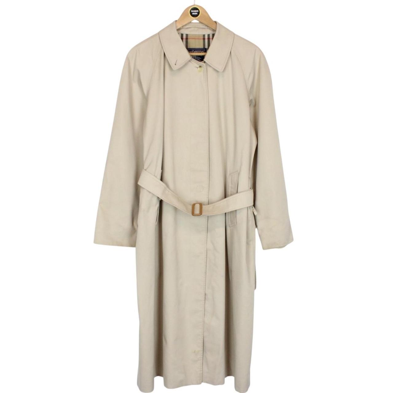 Vintage 90s Burberry Beige Single Breasted Belted Trench Coat