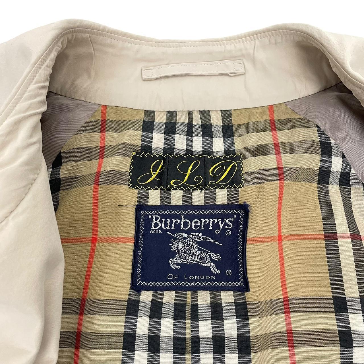 Vintage 90s Burberry Beige Nova Check Double Breasted Belted Trench Coat
