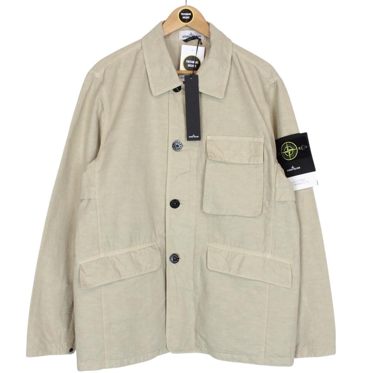 Stone Island SS 2022 Beige Tela Cotone Lino Fiammato-TC Jacket