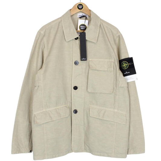 Stone Island SS 2022 Beige Tela Cotone Lino Fiammato-TC Jacket