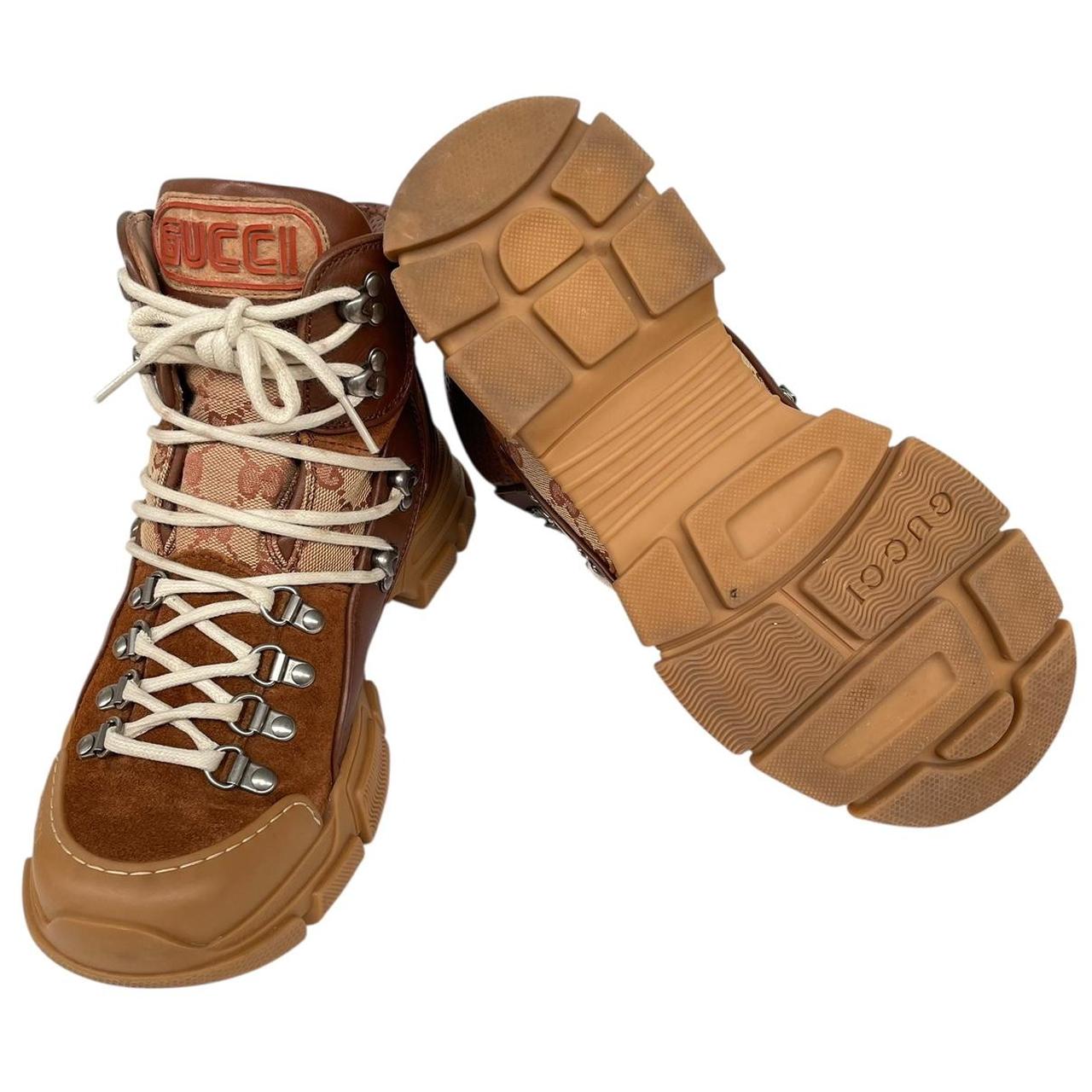 Gucci Brown and Tan GG Monogram Flashtrek Hiking Boots