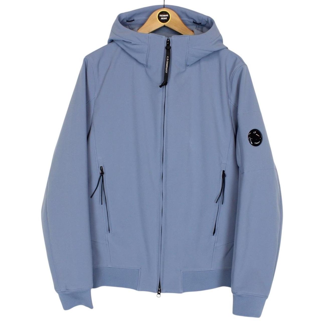 CP Company Blue Soft Shell R Full Zip Goggle Hooded Jacket