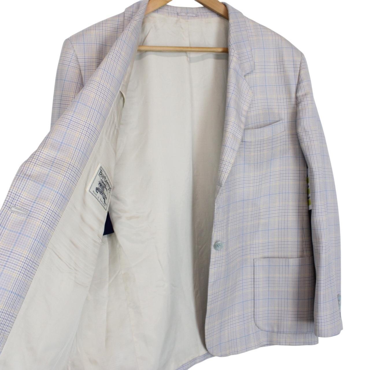 Vintage 80s Burberry Lilac Purple Check Wool and Silk Blazer Jacket