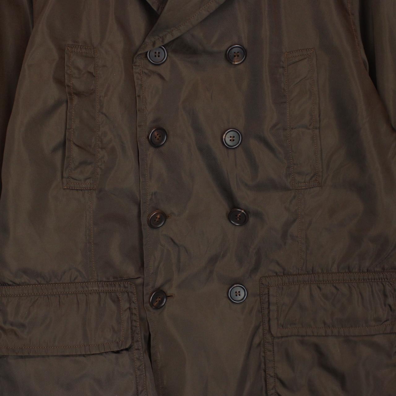 Prada Brown Nylon Double Breasted Trench Coat