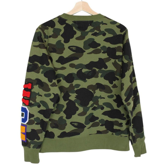 Bape Green 1st Camo Crew Neck Shark Sweatshirt Jumper