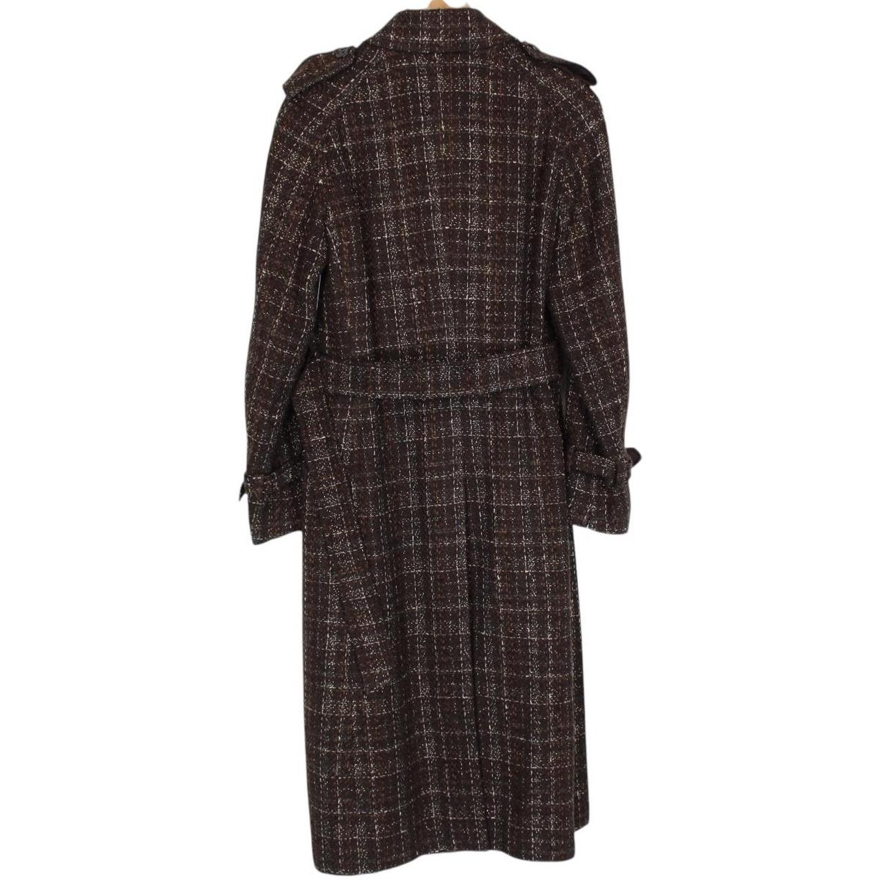 Burberry London Brown Tweed Wool Double Breasted Belted Coat