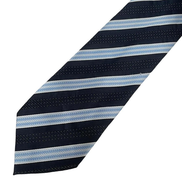 Vintage Hugo Boss Navy and Blue Striped Silk Tie