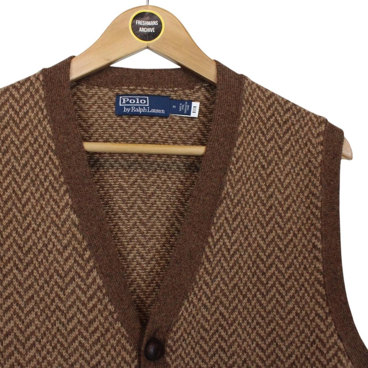 Polo Ralph Lauren Brown Camel Hair Herringbone Sweater Vest