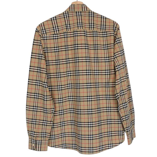 Burberry Tan Brown Nova Check Long Sleeve Poplin Cotton Shirt