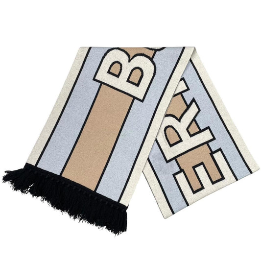 Burberry Multicoloured Football Logo Intarsia Cashmere Wool Scarf