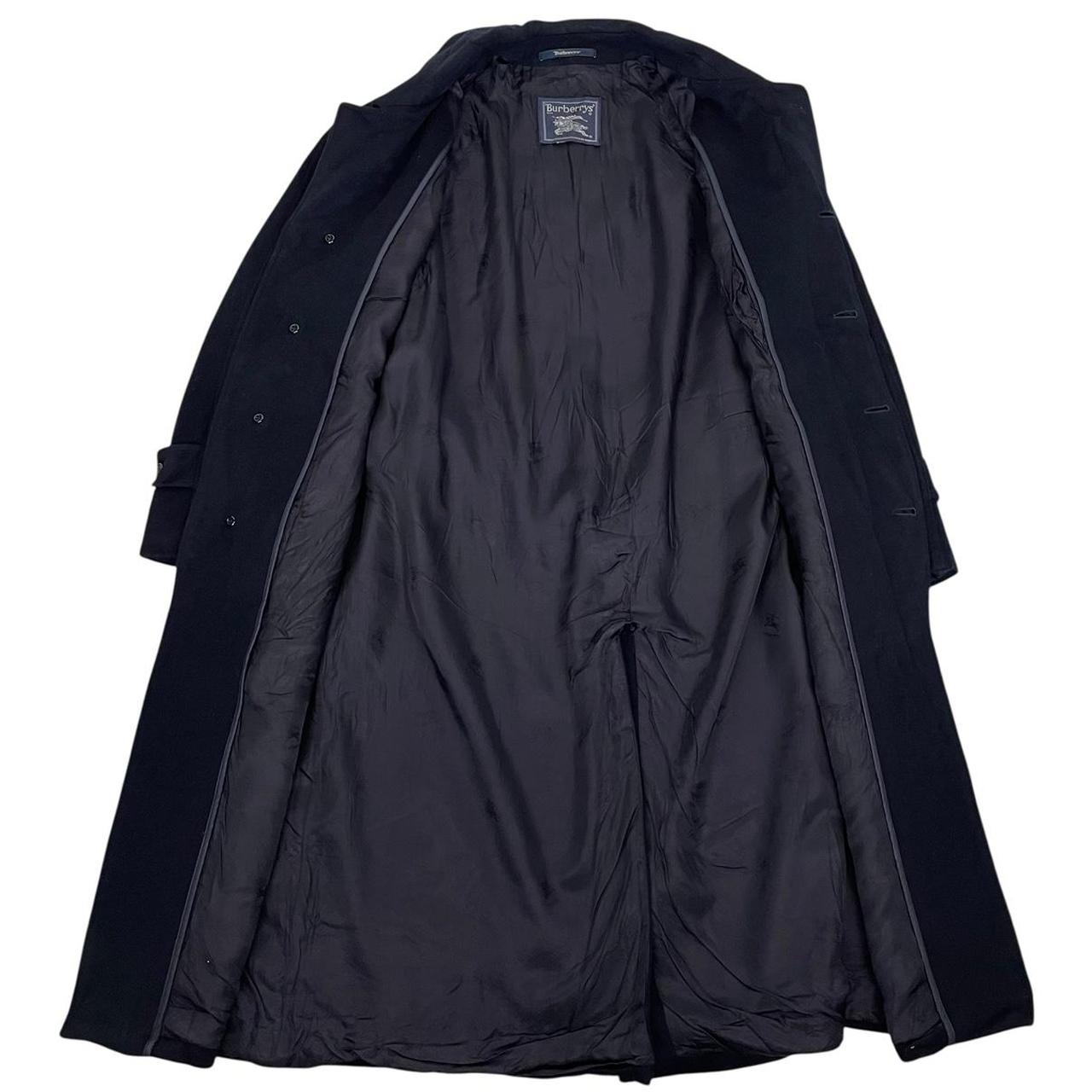 Vintage 90s Burberry Navy Blue Belted Wool Overcoat