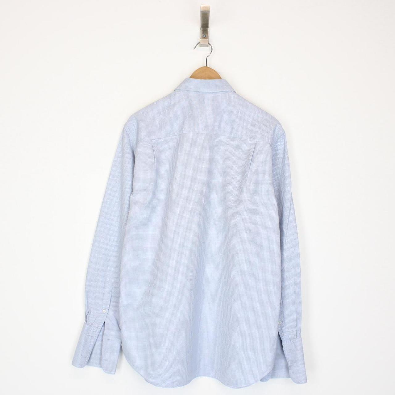 Armani Collezioni Blue and White Long Sleeve Formal Shirt