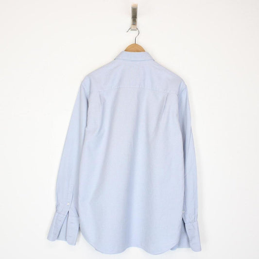 Armani Collezioni Blue and White Long Sleeve Formal Shirt