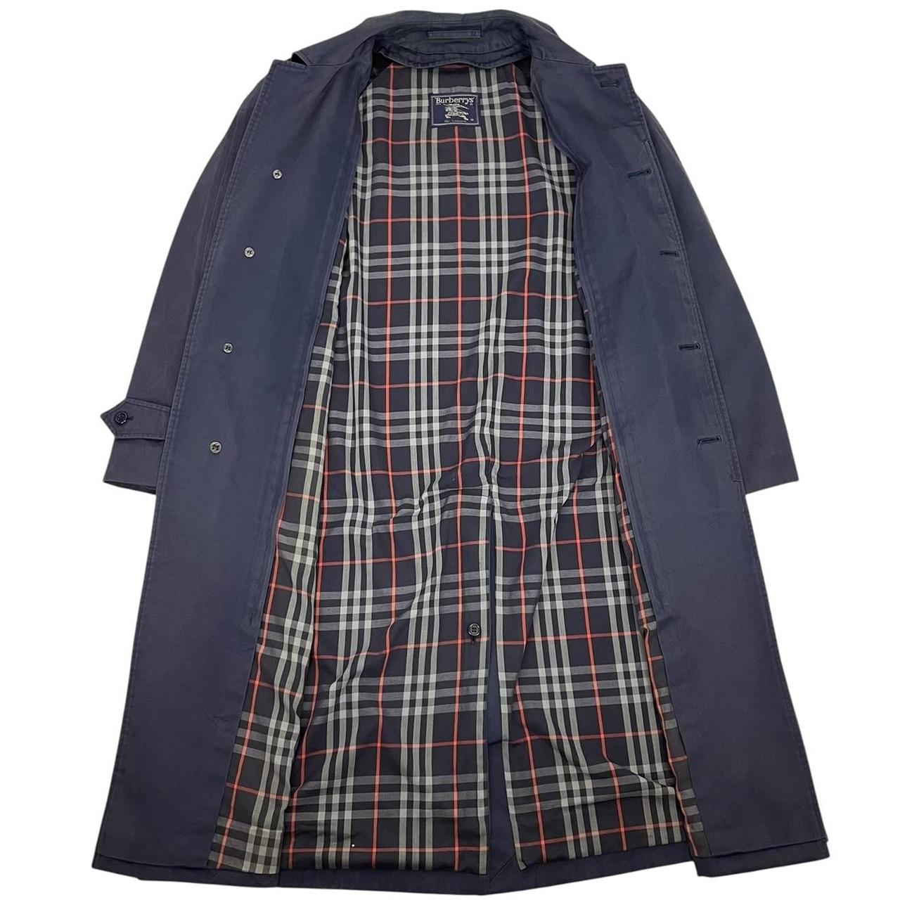 Vintage 90s Burberry Navy Blue Single Breasted Trench Coat
