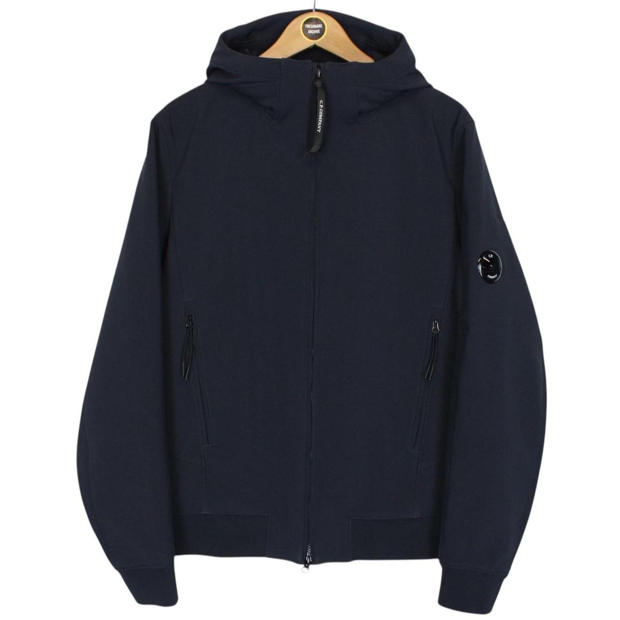 CP Company Navy Blue Soft Shell R Full Zip Goggle Hooded Jacket