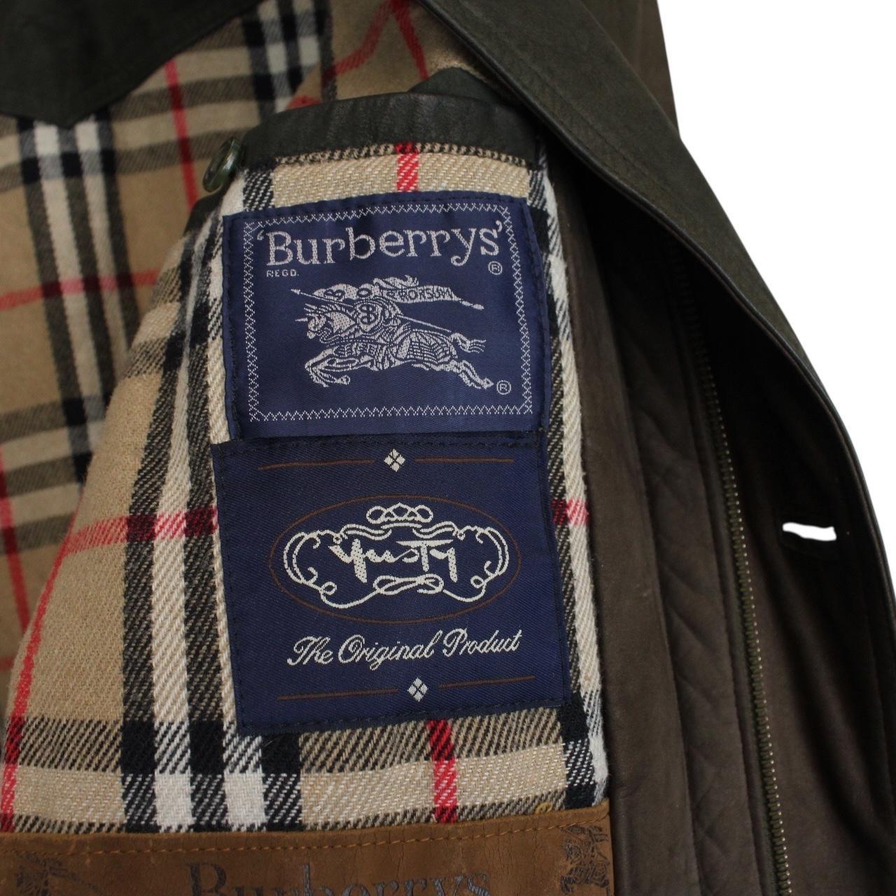 Vintage 90s Burberry Khaki Green Nova Check Lined Quilted Suede Leather Jacket