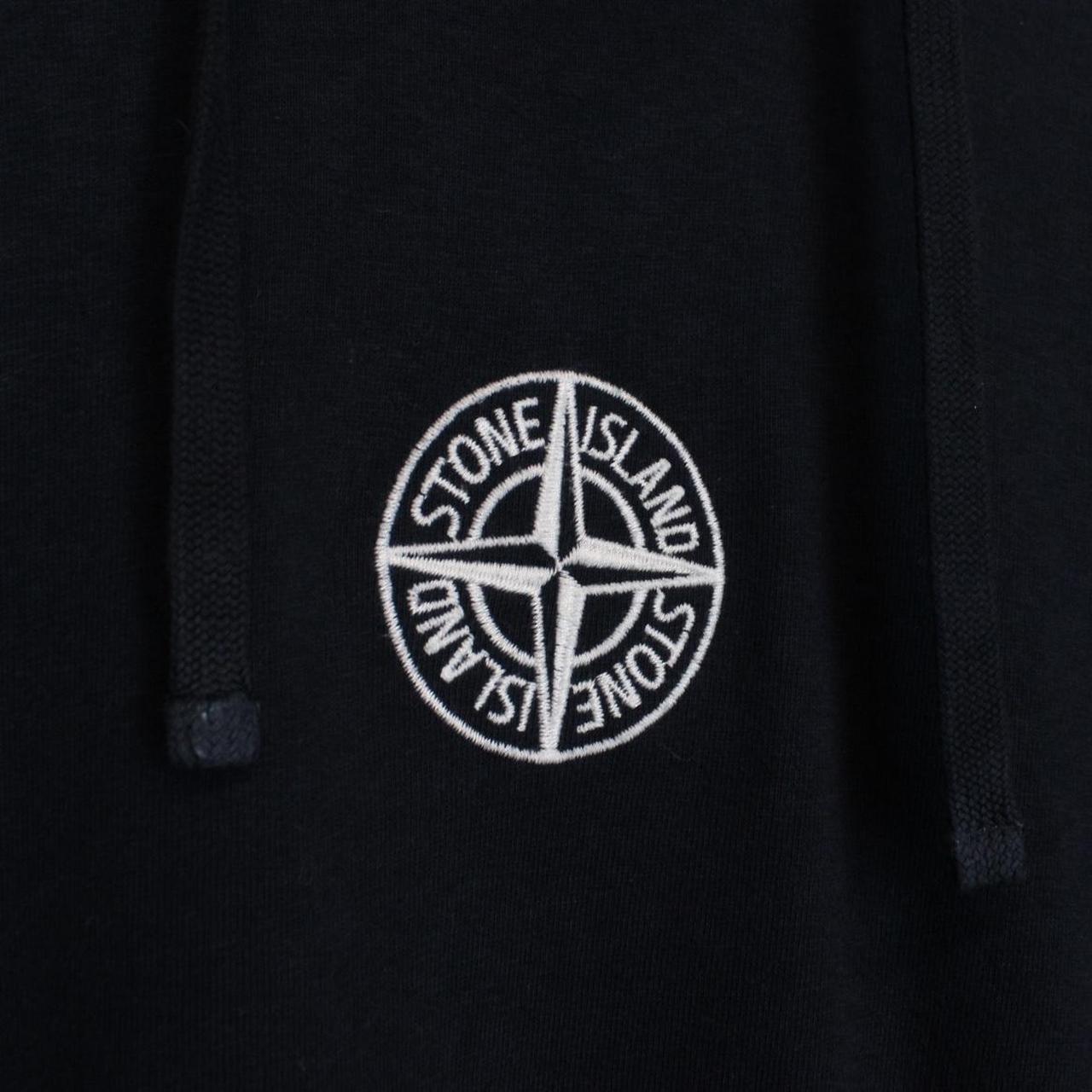Stone Island SS 2021 Navy Blue Logo Embroidered Cotton Hoodie Jumper