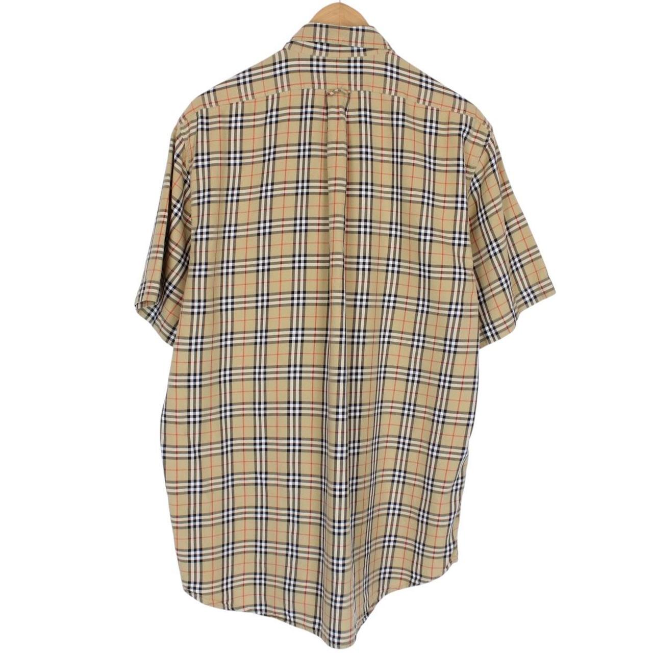 Vintage 90s Burberry Tan Brown Nova Check Short Sleeve Cotton Shirt