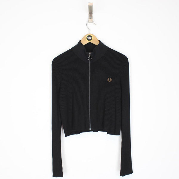 Fred Perry Black Ribbed Full Zip Cardigan Jacket