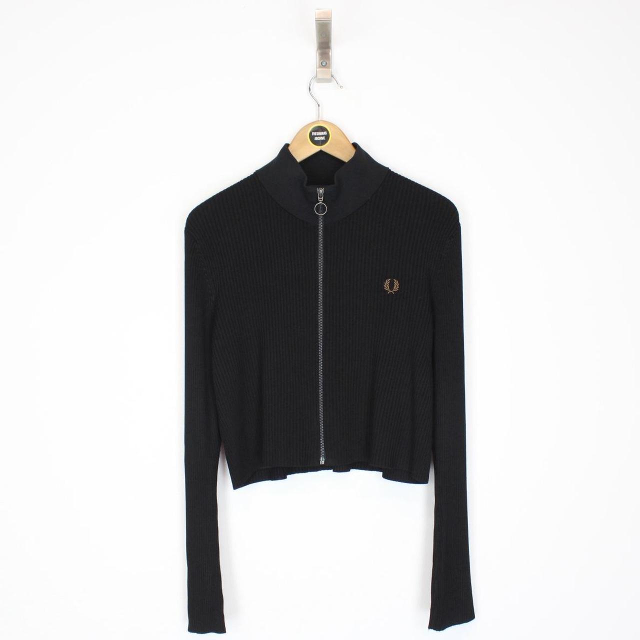 Fred Perry Black Ribbed Full Zip Cardigan Jacket