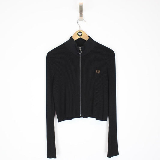 Fred Perry Black Ribbed Full Zip Cardigan Jacket