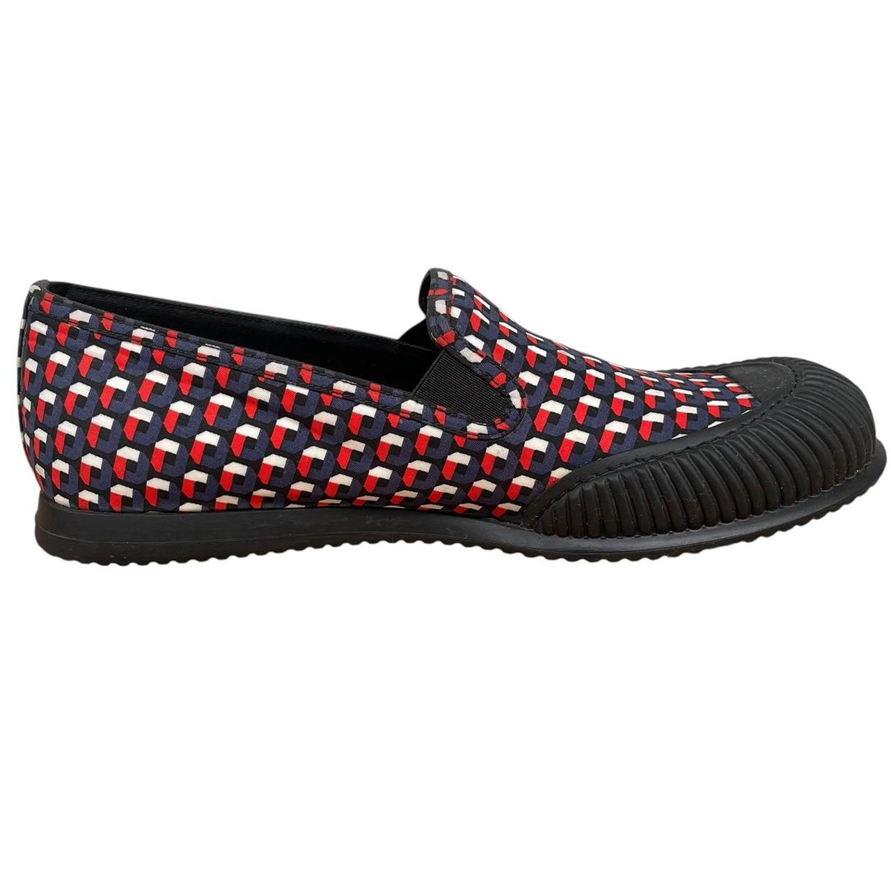 Prada Black, Blue and Red Nylon Hibiscus Loafers Shoes