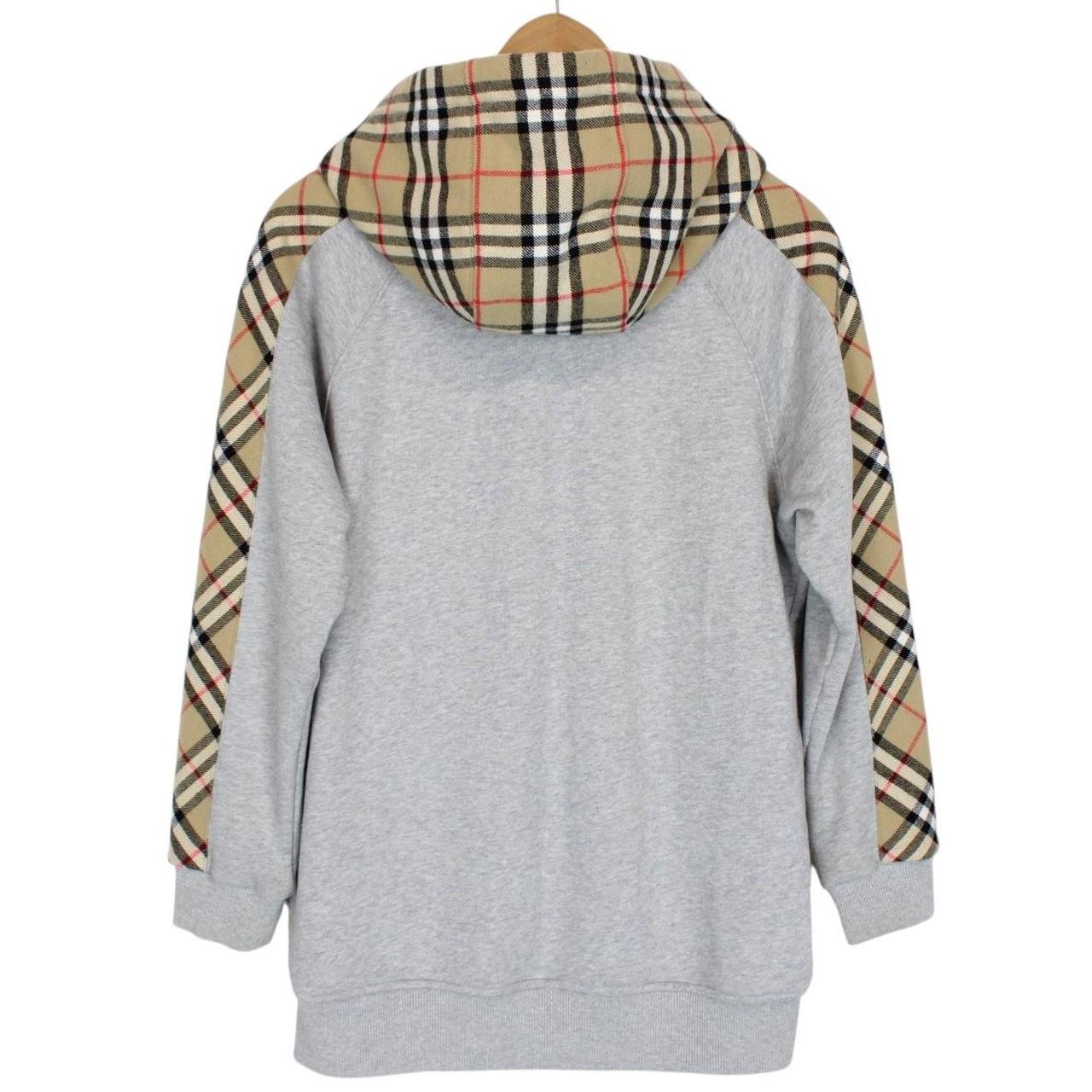 Burberry ‘Kurke’ Grey and Tan Nova Check Cotton Full Zip Hoodie Jumper