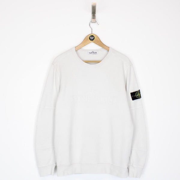 Stone Island AW 2018 Beige Cotton Logo Embroidered Sweatshirt Jumper