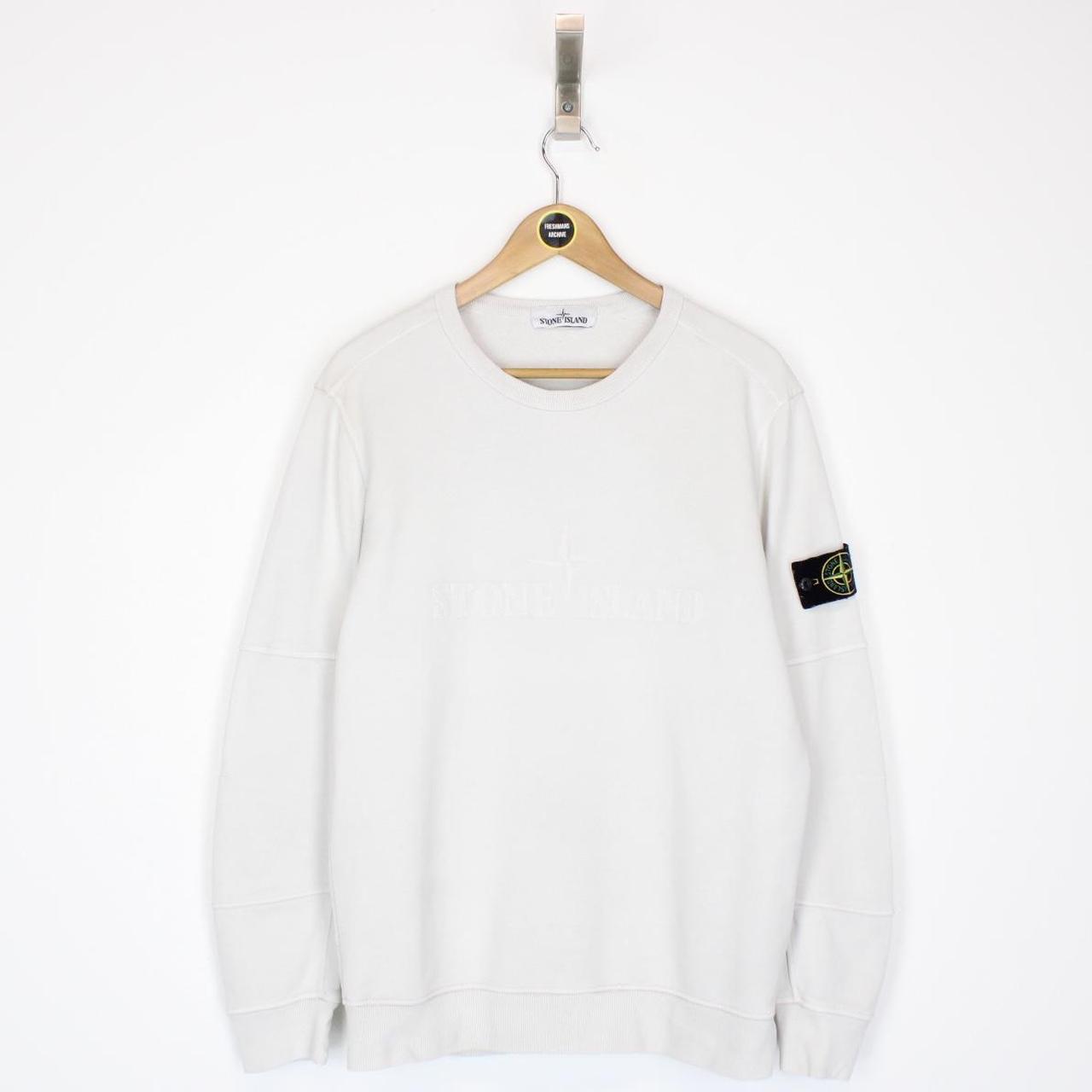 Stone Island AW 2018 Beige Cotton Logo Embroidered Sweatshirt Jumper