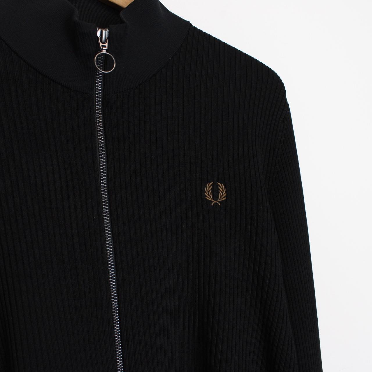 Fred Perry Black Ribbed Full Zip Cardigan Jacket