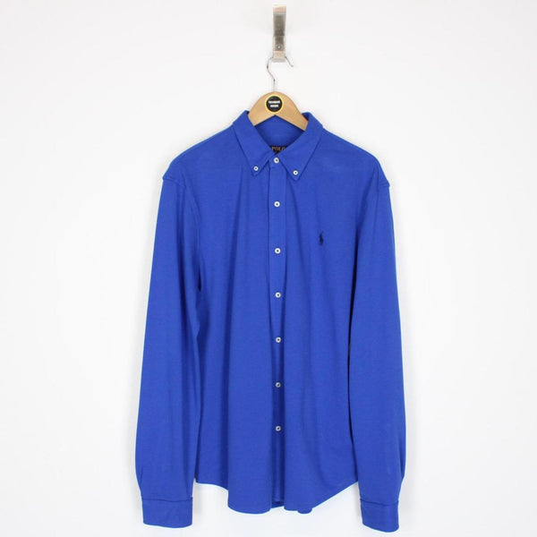 Polo Ralph Lauren Blue Long Sleeve Cotton Featherweight Mesh Shirt