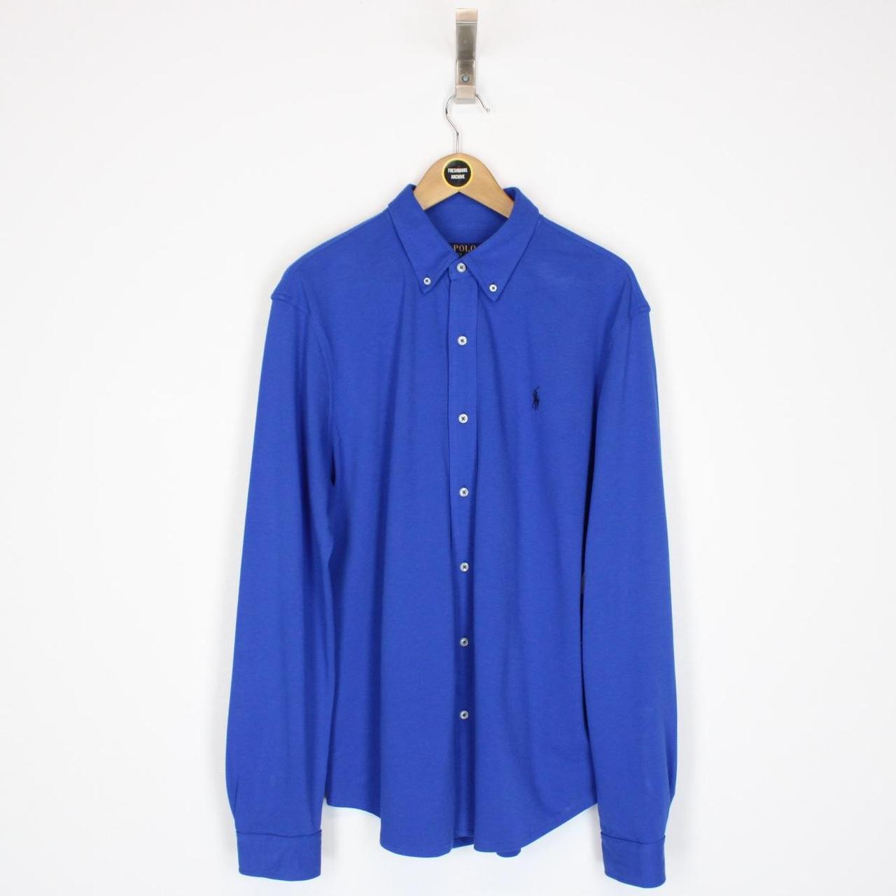 Polo Ralph Lauren Blue Long Sleeve Cotton Featherweight Mesh Shirt