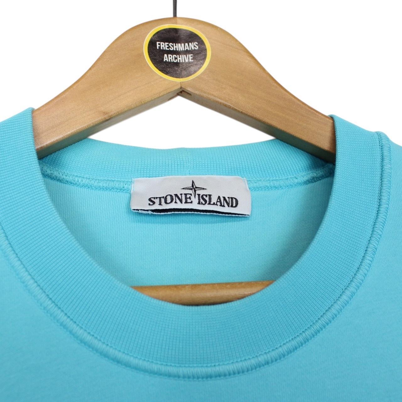 Stone Island Turquoise Blue Cotton Sweatshirt Jumper