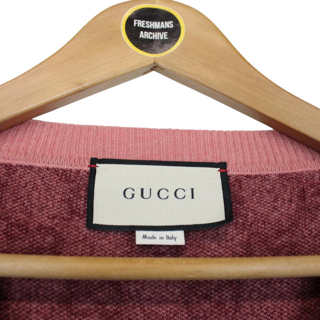 Gucci Pink GG Monogram Cashmere Wool Blend V Neck Jumper