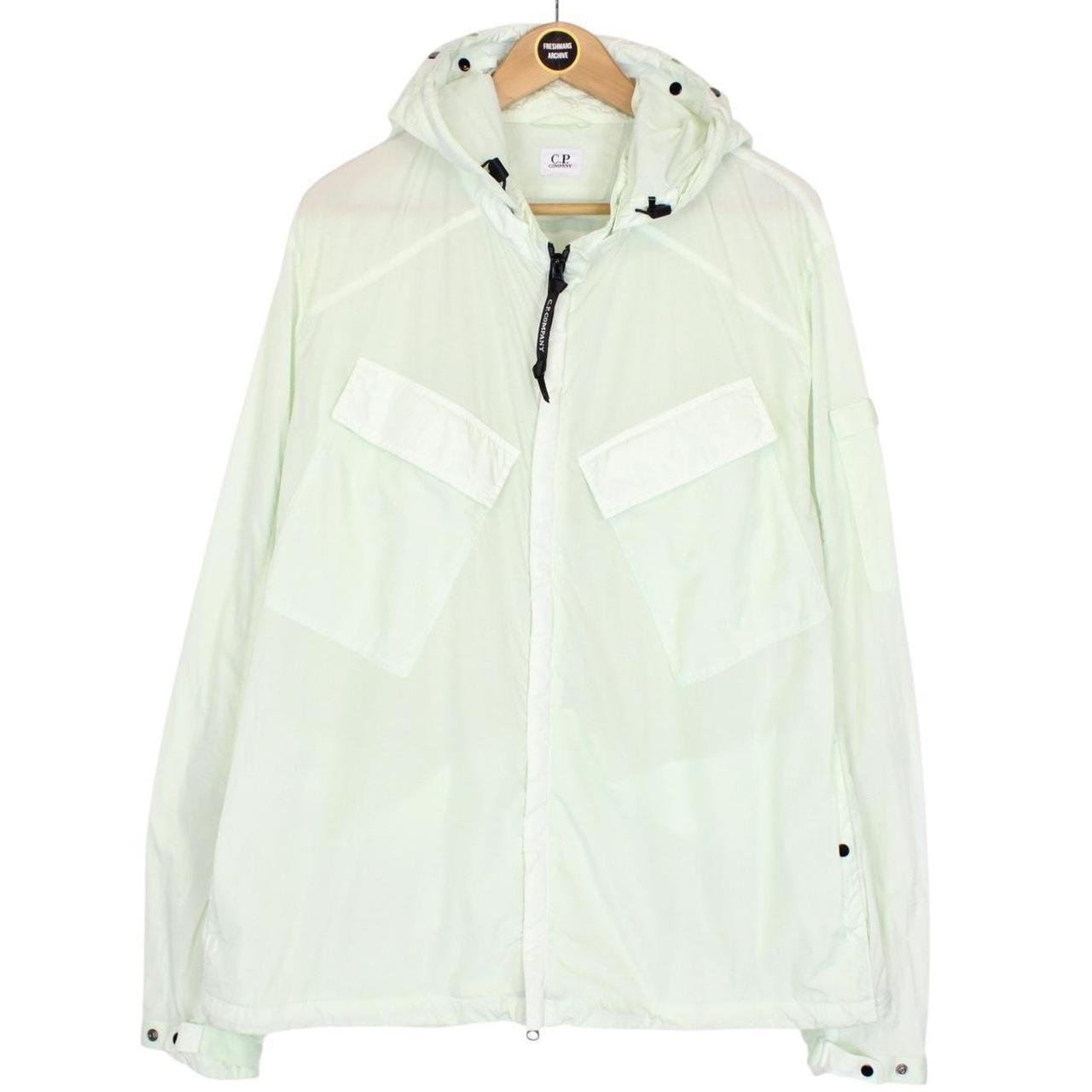CP Company Pale Green Full Zip Chrome Nylon Garment Dyed Goggle Jacket