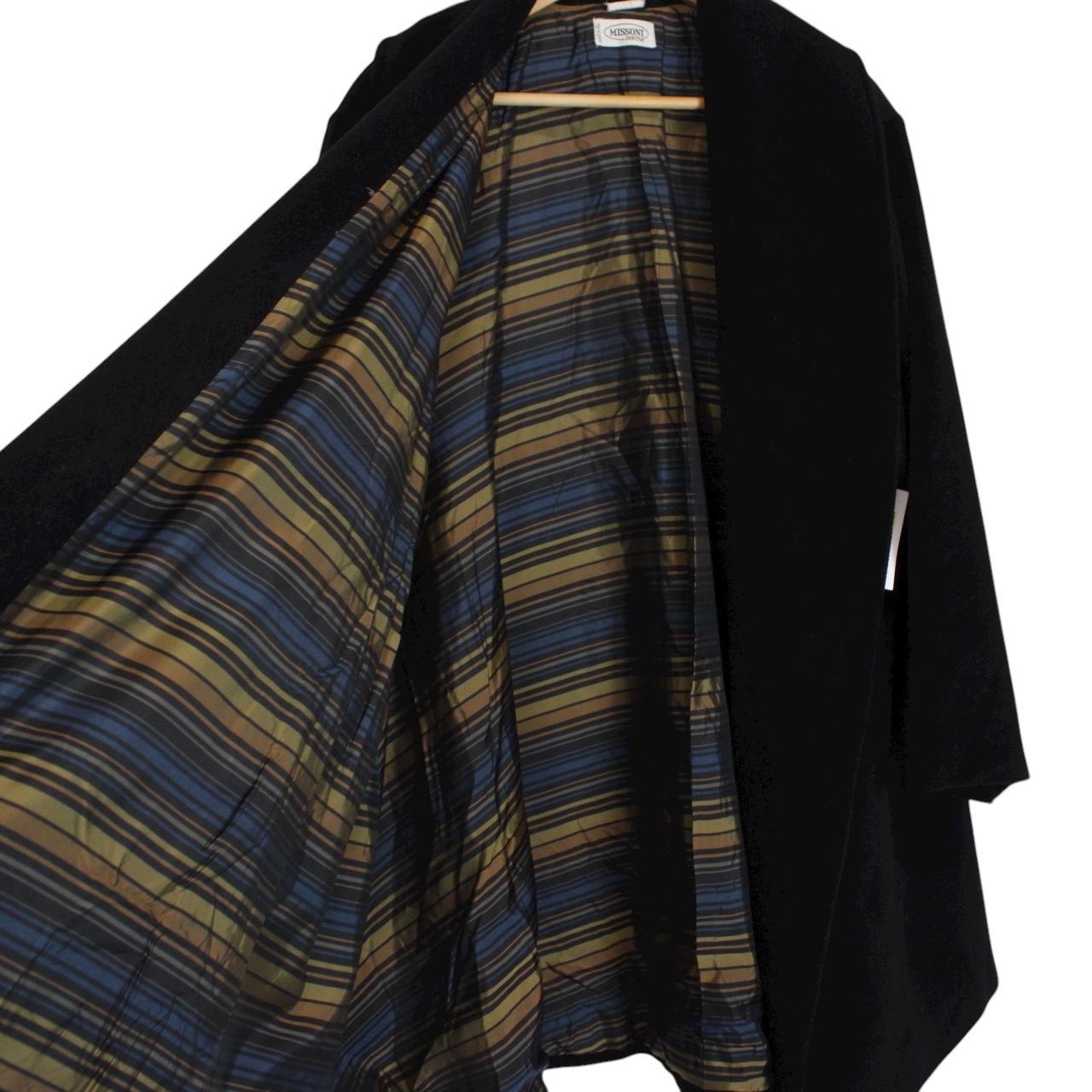 Vintage 90s Missoni Donna Black Cashmere Wool Blend Cape Coat