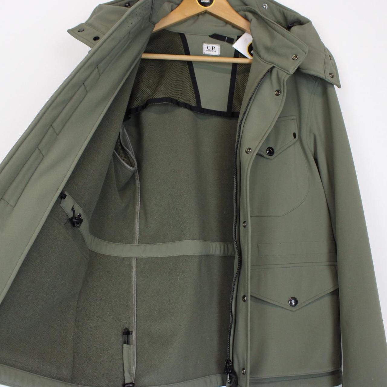 CP Company Military Olive Full Zip 3 Pocket Hooded Soft Shell Goggle Jacket