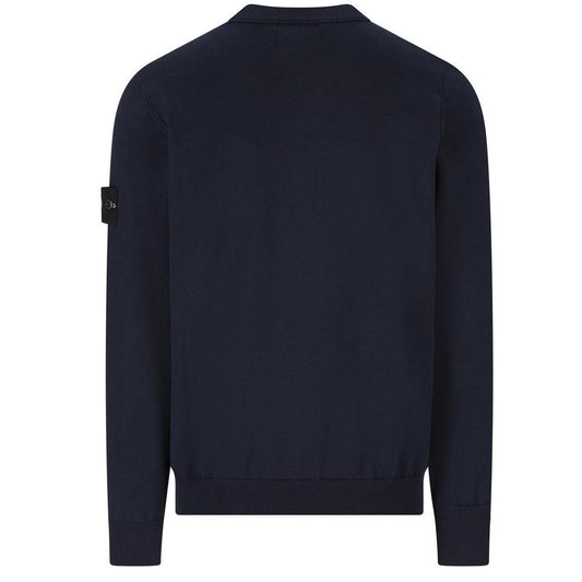 Stone Island SS26 Navy Blue Soft Organic Cotton Knit Jumper