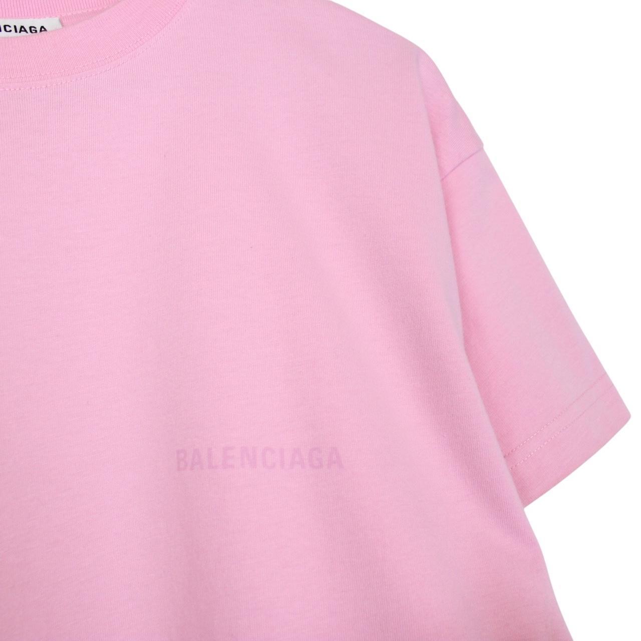 Balenciaga Pink Short Sleeve Logo Print Cotton T-Shirt