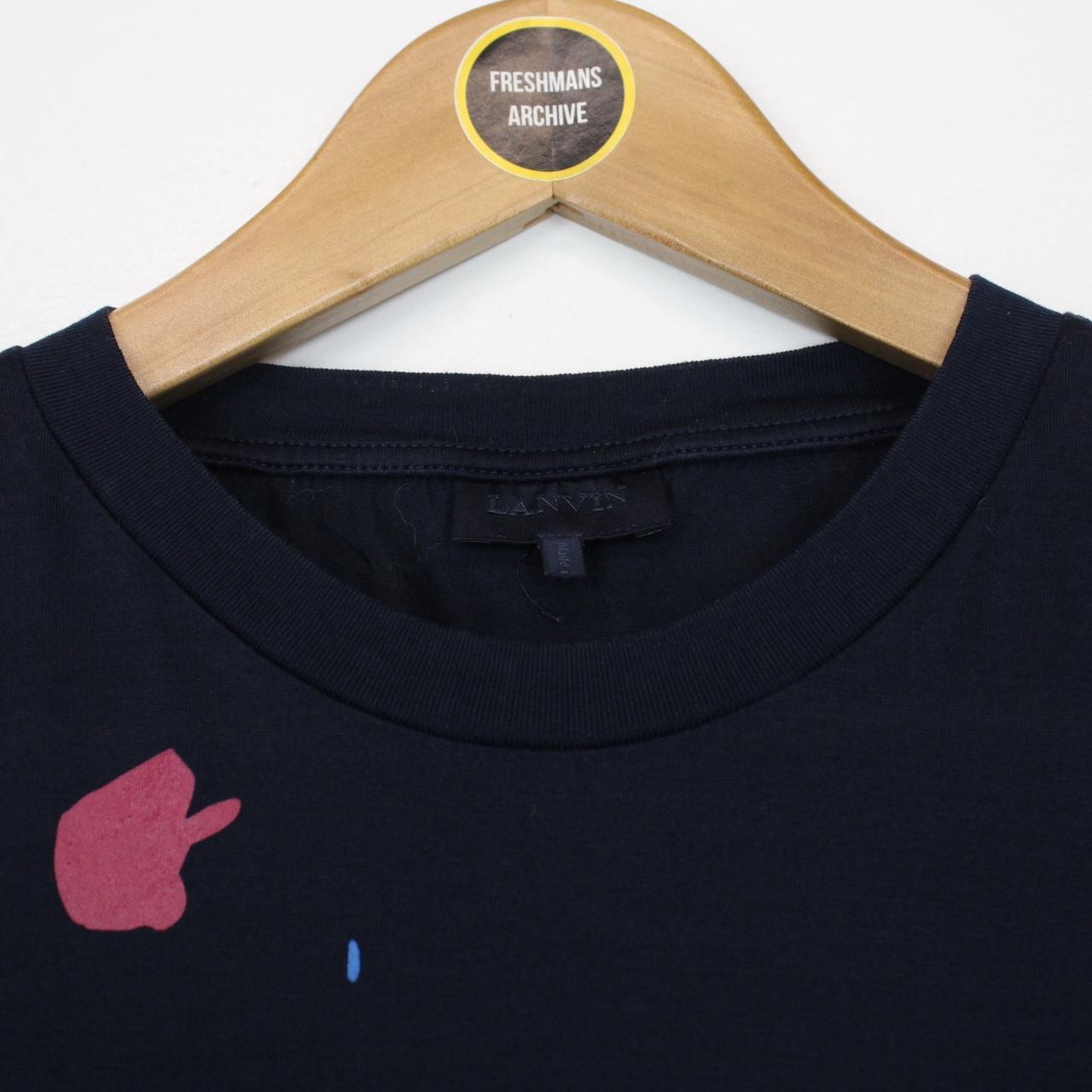 Lanvin Navy Blue Floral Print Short Sleeve T-Shirt