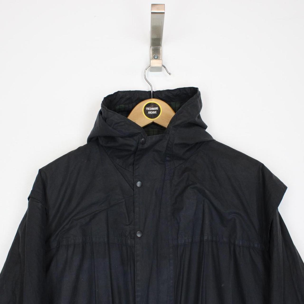 Vintage 90s Barbour Durham Black Wax Hooded Jacket