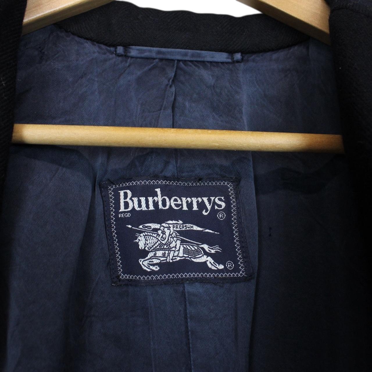 Vintage 90s Burberry Navy Blue Wool Overcoat