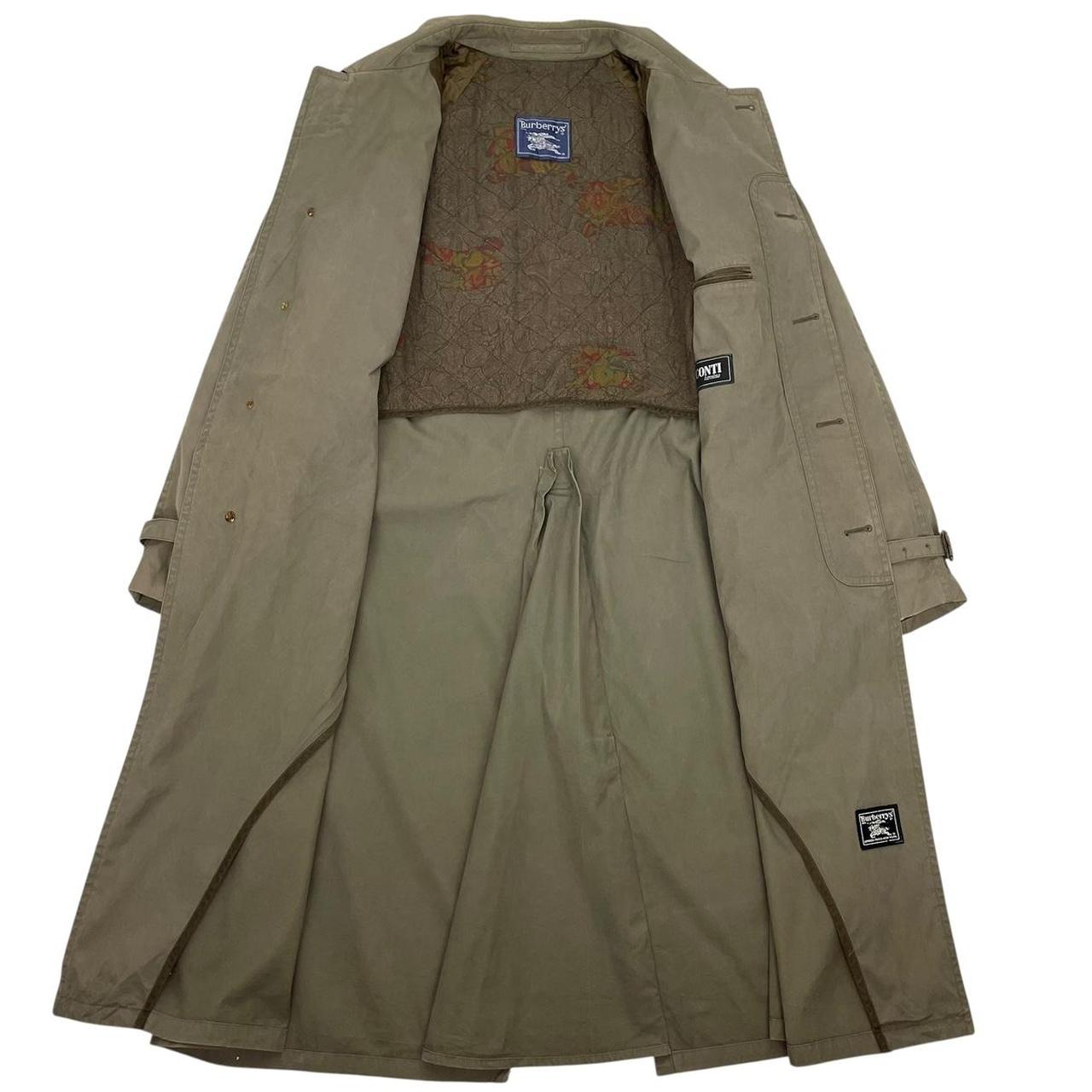 Vintage 90s Burberry Green Single Breasted Belted Trench Coat