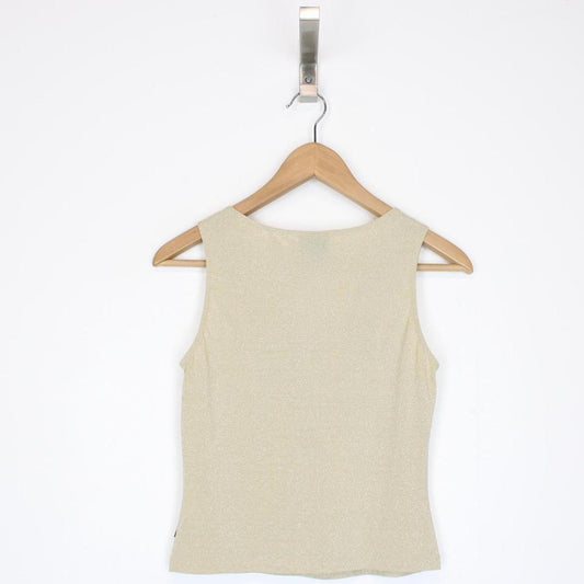 Just Cavalli Gold Sparkly Vest Top
