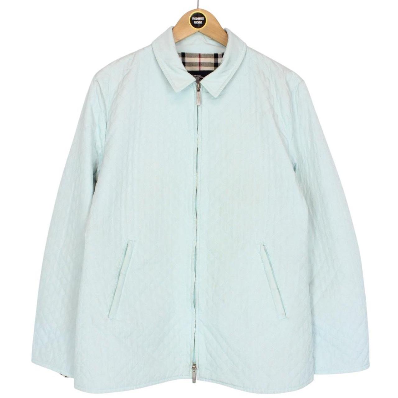 Burberry London Light Blue and Tan Nova Check Quilted Jacket