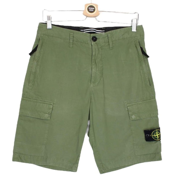 Stone Island SS 2022 Green Bermuda Cotton Cargo Shorts